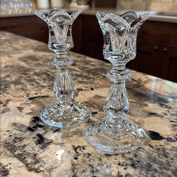 Set of 2 Vintage GORHAM LEAD CRYSTAL TULIP CANDLESTICKS 5-3/4" - Picture 1 of 3
